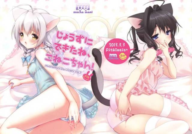 【エロ漫画】発情期♡最近、エッチな事ばっかり考えて止まらないの・・たすけてぇ。ご主人様が帰って車で我慢出来なくなった妹のしぃは姉のくぅに落ち着く様にお姉ちゃんとマンコをすり合わせる♡するとご主人様が猫の鼻を着けて変装して帰ってきてしぃとくぅは大喜び！ご主人様と3Pセックスにはしった。