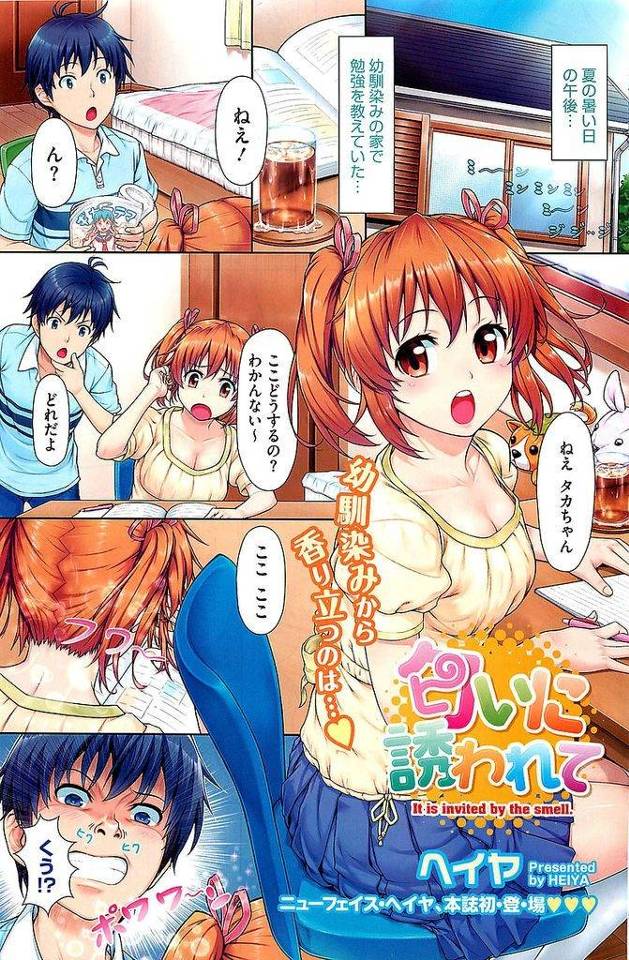 【エロ漫画】夏の日に勉強を教えることになったツインテール幼馴染JK…幼馴染から漂ってくるいい匂いに興奮が抑えきれなくなり思わず押し倒し生中出しセックスをしてしまう【ヘイヤ:匂いに誘われて】