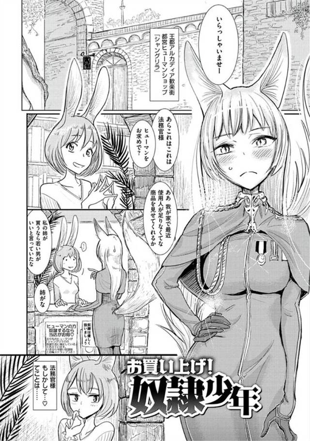 獣人達が暮らす国で、人身売買が行われていたのだが、その国の法務官の女性が1人の男の子に目をつけて…陵辱しながらちんこを弄られて、寸止めで遊ばれる！そして欲求に身を任せて生ハメ中出し調教セックス【Dhibi：お買い上げ！奴隷少年】