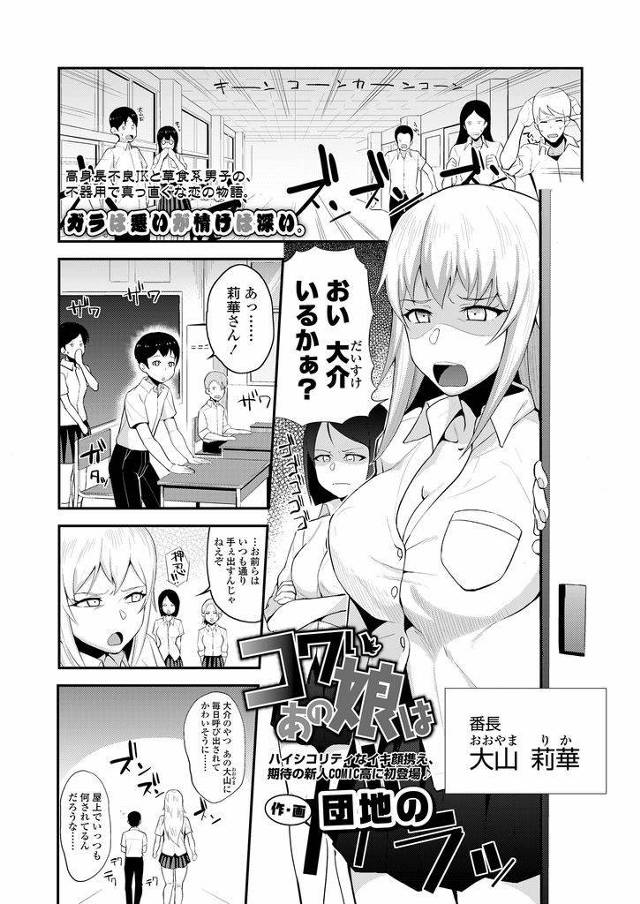 【エロ漫画】番町と言われているが実は可愛いものが大好きな不良JK…風邪で休んだ気になる男子の家にお見舞いに行き風邪も吹き飛ぶ熱々いちゃラブセックスをする【団地の:コワいあの娘は】