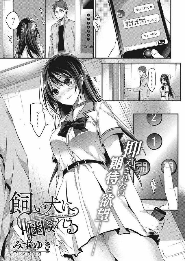【エロ漫画】露出趣味がある黒髪ロングの巨乳JK従姉…自分に露出の性癖があることを打ち明けご主人さまとして命令をしてもらいながらセックスをする【みずゆき:飼い犬に噛まれる】