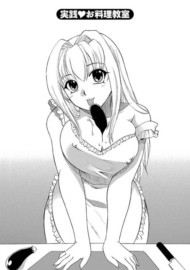 【エロ漫画】料理教室に参加した男3人は、補習させられる。裸エプロン姿の先生に手コキやフェラで責められ3P生ハメセックス【嬉野めぐみ】
