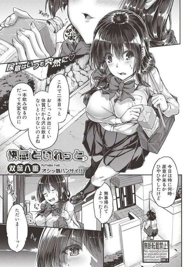 【近親相姦エロ漫画】尿が出にくい巨乳妹JK！帰宅すると急に尿意が来てトイレに駆け込む！兄が入っていて対面座位で座ってしまう！我慢出来ずに放尿！興奮して勃起チンポにマンコ擦りつけオナニーする妹！失禁アクメ！マンコ挿入腰振る！駅弁されて中出し！【双葉八重】