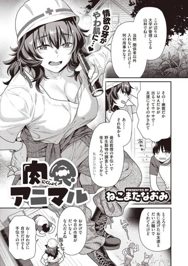 動物を調査しているインテリビッチな爆乳美女…男がやってきて一緒にいたら相手が勃起変態したので逆レイプしてイチャラブトロ顔セックスしちゃう！【ねこまたなおみ：肉食アニマル】