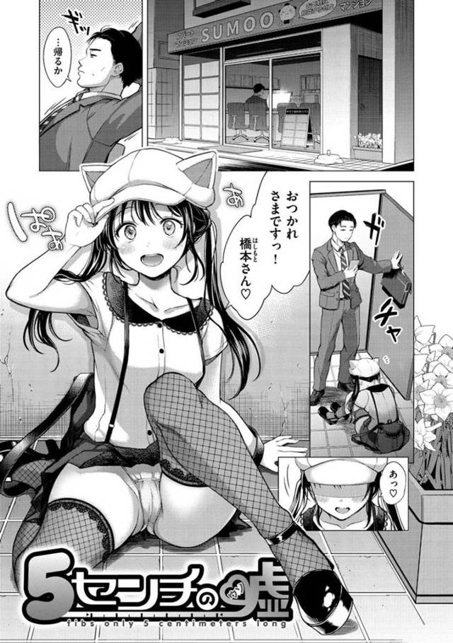 鍵を失くしたと、不動産屋で担当してくれたお兄さんを訪ねた黒髪ロングツインテールの女の子…部屋に泊めて貰ったらお兄さんが求めてくれたので喜んで処女を捧げたいちゃラブ初セックス【翁賀馬乃助：5センチの嘘】