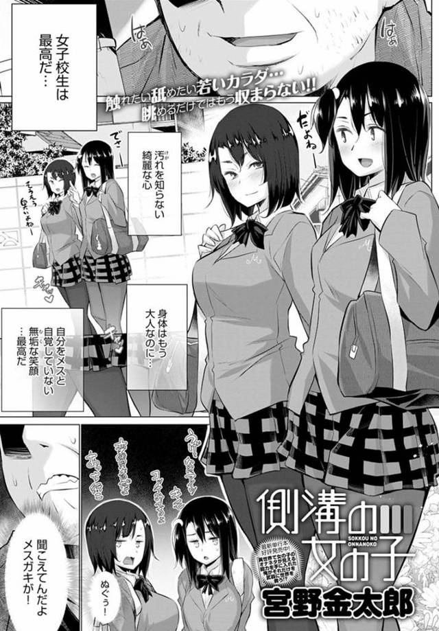 人助けを言い訳にJK大好きなキモオジに襲われるJK…側溝に手が挟まったJKを見つけたおじさんは、助けを口実にセクハラしまくる。JKは乳首を舐められると中出しレイプで処女喪失する【宮野金太郎：側溝の女の子】