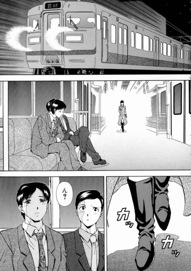 【エロ漫画】電車でサラリーマン2人に3Pを申し出る痴女は念願だった3Pぶっかけセックスで絶頂アクメする！【飯尾鉄明/3P】