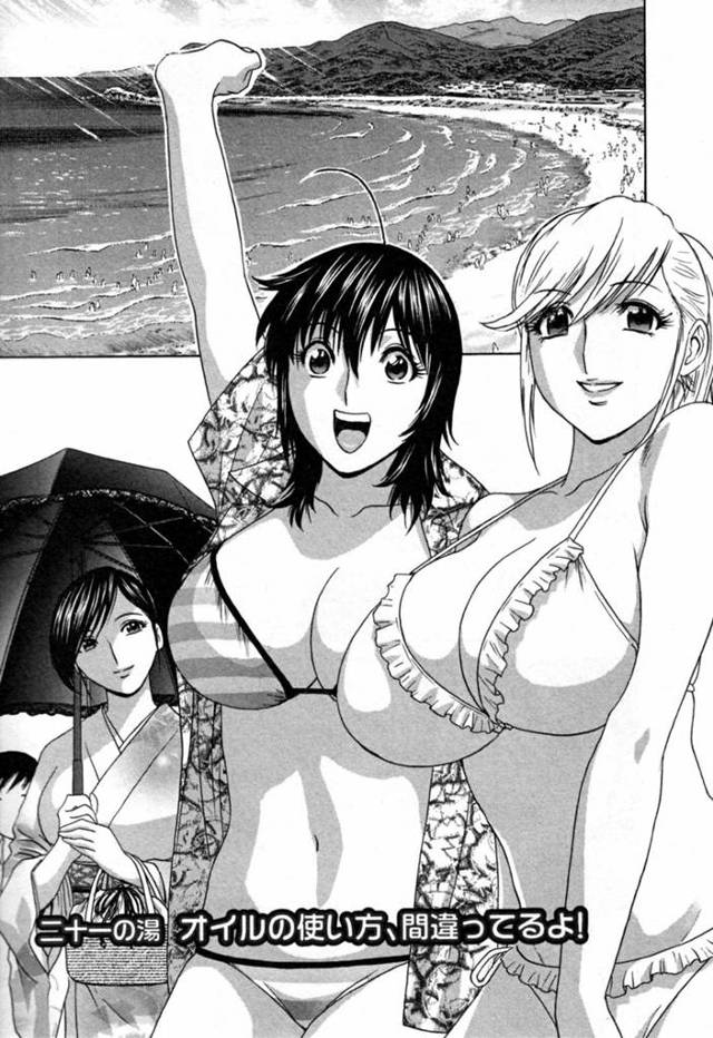 ビーチで主人公と野外セックスするムチムチお姉さん…彼女は彼にパイズリで精子を大量射精させた挙げ句、バックで中出しセックスする！【英丸:ゾッコン！ボイン温泉二十一の湯 オイルの使い方、間違えてるよ！】