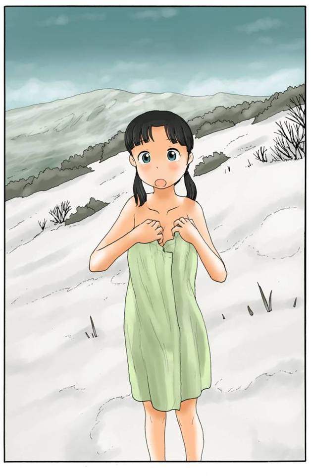 【ほのぼの日常系露出エロ漫画】雪の中で全裸にさせられたロリ少女が洞窟で手足を縛られ、ろうそく責めされ、自らせがんで生ハメ中出しセックス！【あわたけ】