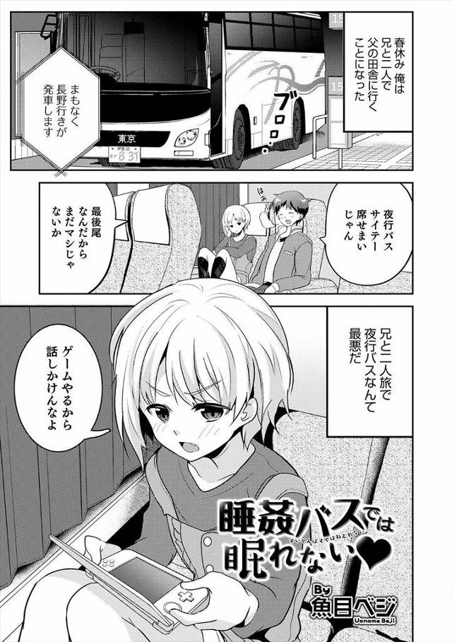 【エロ漫画】アホみたいにお人好しな義兄のことが好きになってしまった美少年が、夜行バスで二人で田舎に向かうときに…