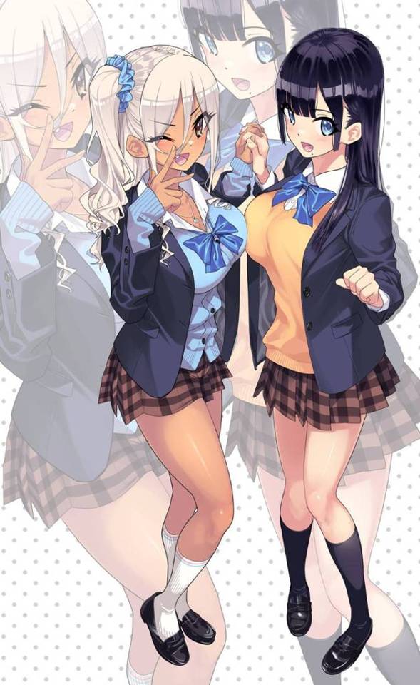 【エロ漫画】一人の男を取り合うようにエッチな事をし続ける2人のギャルJK。彼女たちは制服姿で彼にフェラやアナル舐め、手コキなどで責めまくった挙げ句、何度も中出しセックスさせる！