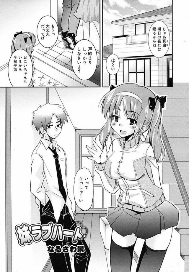 【エロ漫画】兄のチンポを弄り起たせフェラチオする巨乳な妹！亀頭舐め根元まで咥え込み口内射精ごっくん！巨乳に吸いつき乳首舐めまわし興奮しまくる兄！処女マンに勃起チンポ挿入し初SEX！激しく突きまくりマンコに中出し！【なるさわ景】