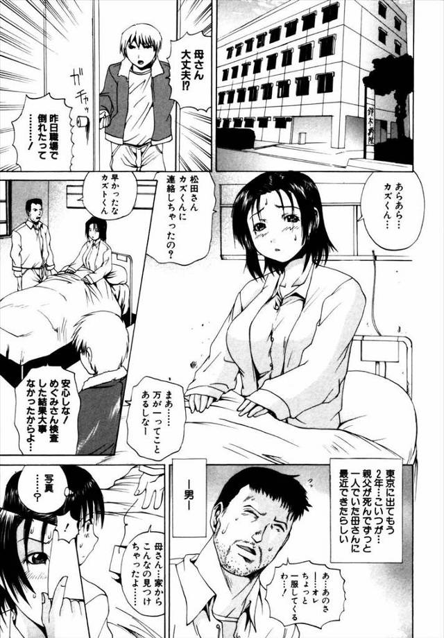 【エロ漫画】入院してる母親のおっぱいを搾乳したりエロコスチューム着せて野外プレイしたりカメラの前でアナルバイブ…