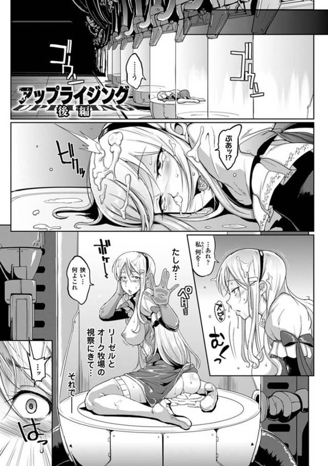 【快楽堕ちエロ漫画】金髪ロングの巨乳美少女お姫様はオークにレイプされ、仲間たちが乱交しているのを目撃する！【煌野一人】