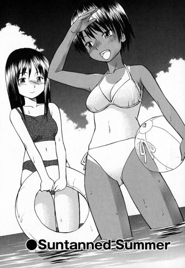 【エロ漫画】女友達と穴場ビーチに来てサンオイル塗り合ってHな展開になっちゃう黒ギャル娘…突然の告白から乳首責めや手マンで感じて69からの貝合わせレズプレイで同時イキ！【ひねもすのたり：Suntanned Summer】