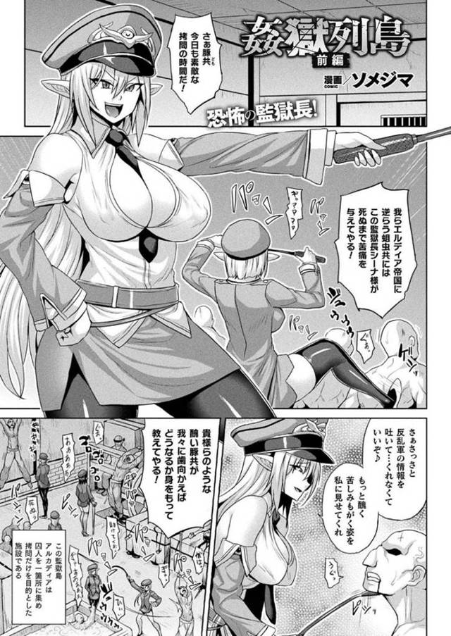【肉便器エロ漫画】拷問の時間になり反乱軍の情報を吐かせるまで苦痛を与える監獄長の巨乳エルフ【ソメジマ】