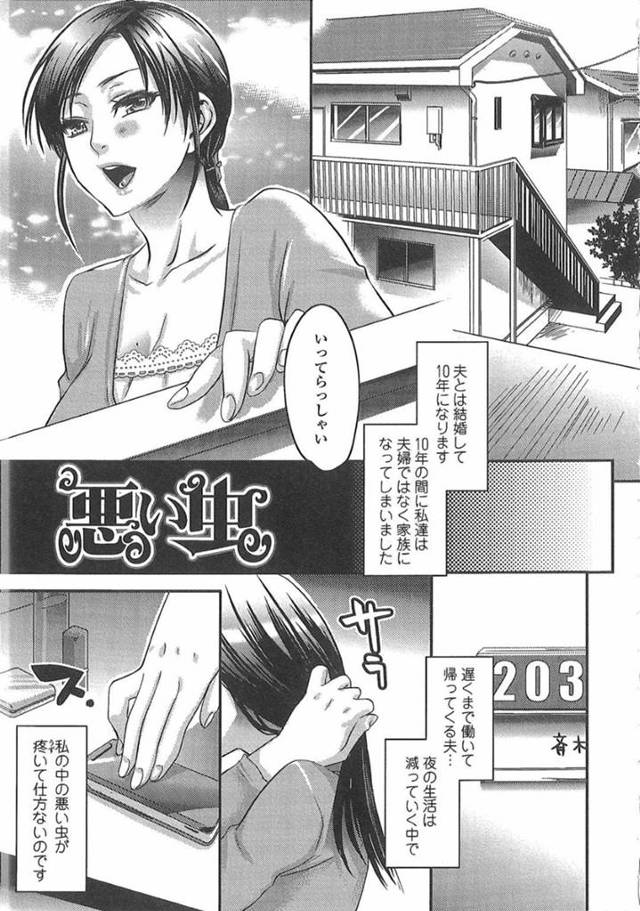 隣人を誘惑しちゃうムッツリスケベな人妻…イチャイチャと逆レイプに乳首責めされたりしてトロ顔の中出しセックスで浮気しちゃう！【甘竹朱郎：悪い虫】