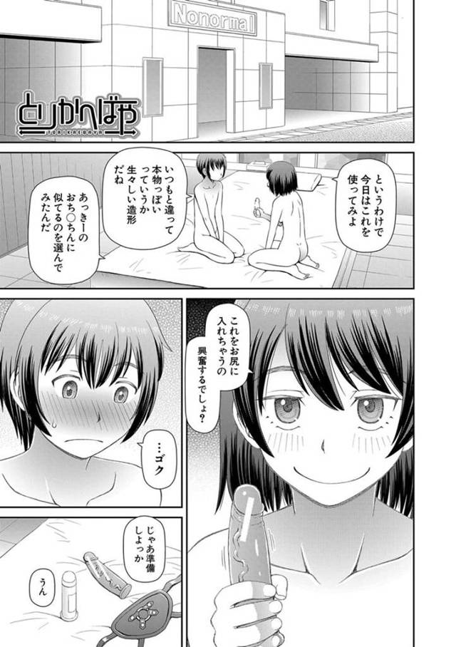 【エロ漫画】刺激的な体験を求める彼氏にディルドちんこを用意して初アナル体験させてあげる彼女は、いちゃラブアナルセックスを楽しんじゃう！【樺島あきら/とりかへばや】