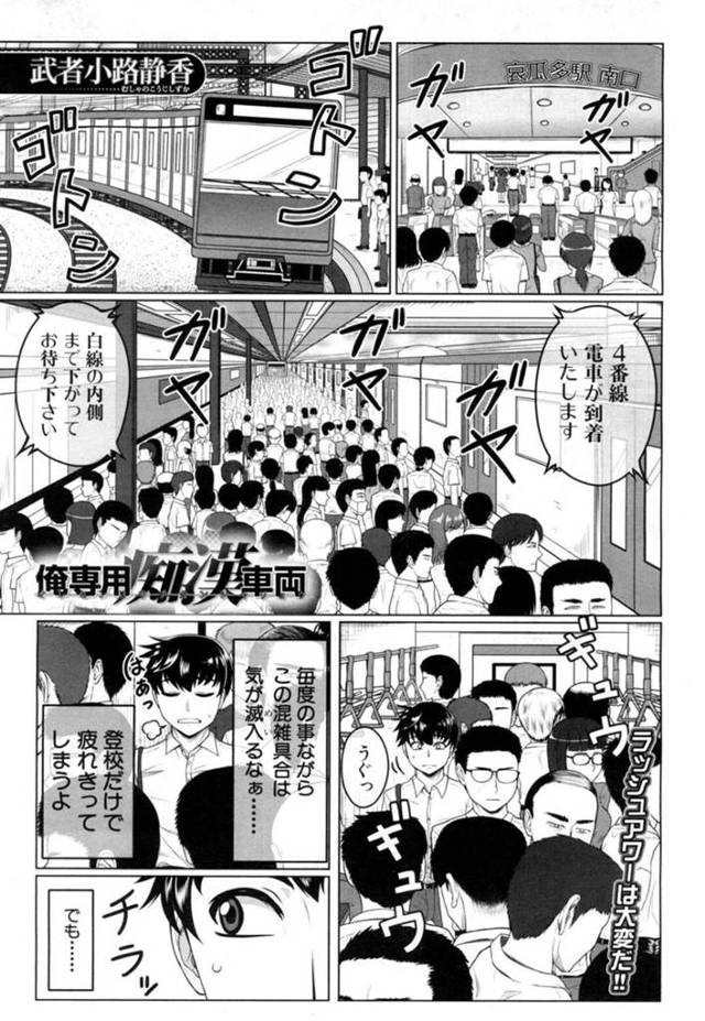 【エロ漫画】満員電車で痴漢男子に次々犯されていく美女たち【武者小路静香／俺専用痴漢車両】