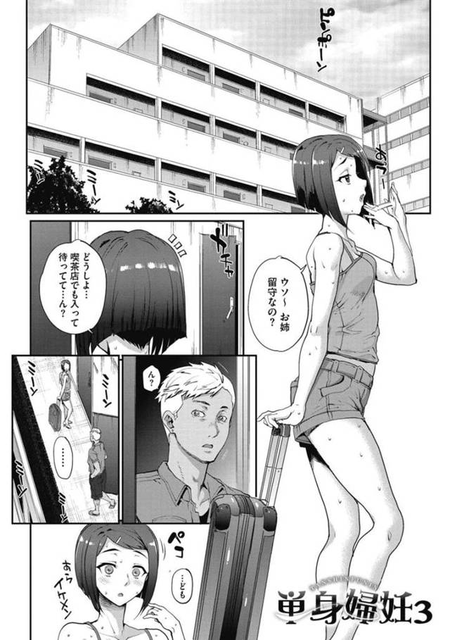 【不倫エロ漫画】姉の家を訪ねてきた巨乳人妻妹は姉が留守だったため隣人男性の家にお邪魔させてもらう【夏庵】